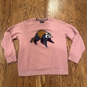 Bonobos Critter Mens Sweatshirt M Slim Raccoon Applique Crew Neck Long Sleeve